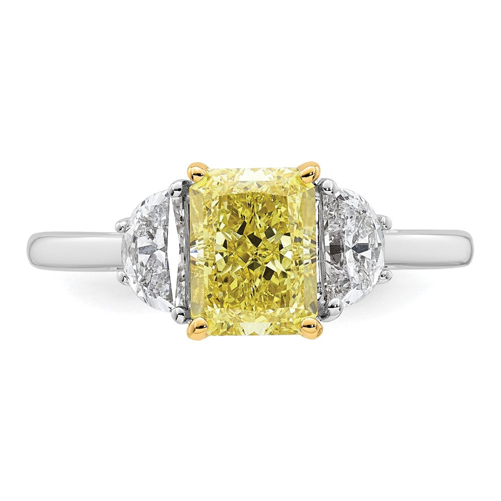 Radiant Lab-Grown Diamond Half Moon Engagement Ring in 14K Two-Tone Gold (2 ct. tw.), Size 7 - Sophia Jewelers