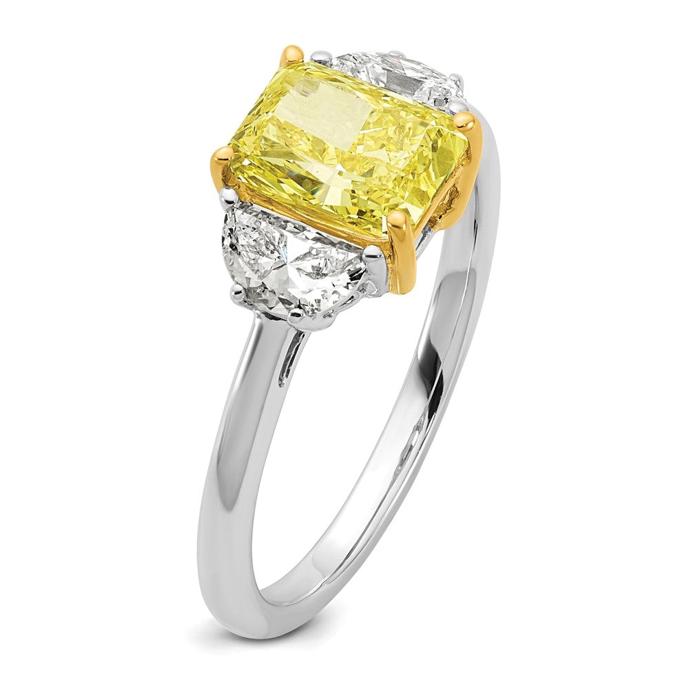 Radiant Lab-Grown Diamond Half Moon Engagement Ring in 14K Two-Tone Gold (2 ct. tw.), Size 7 - Sophia Jewelers