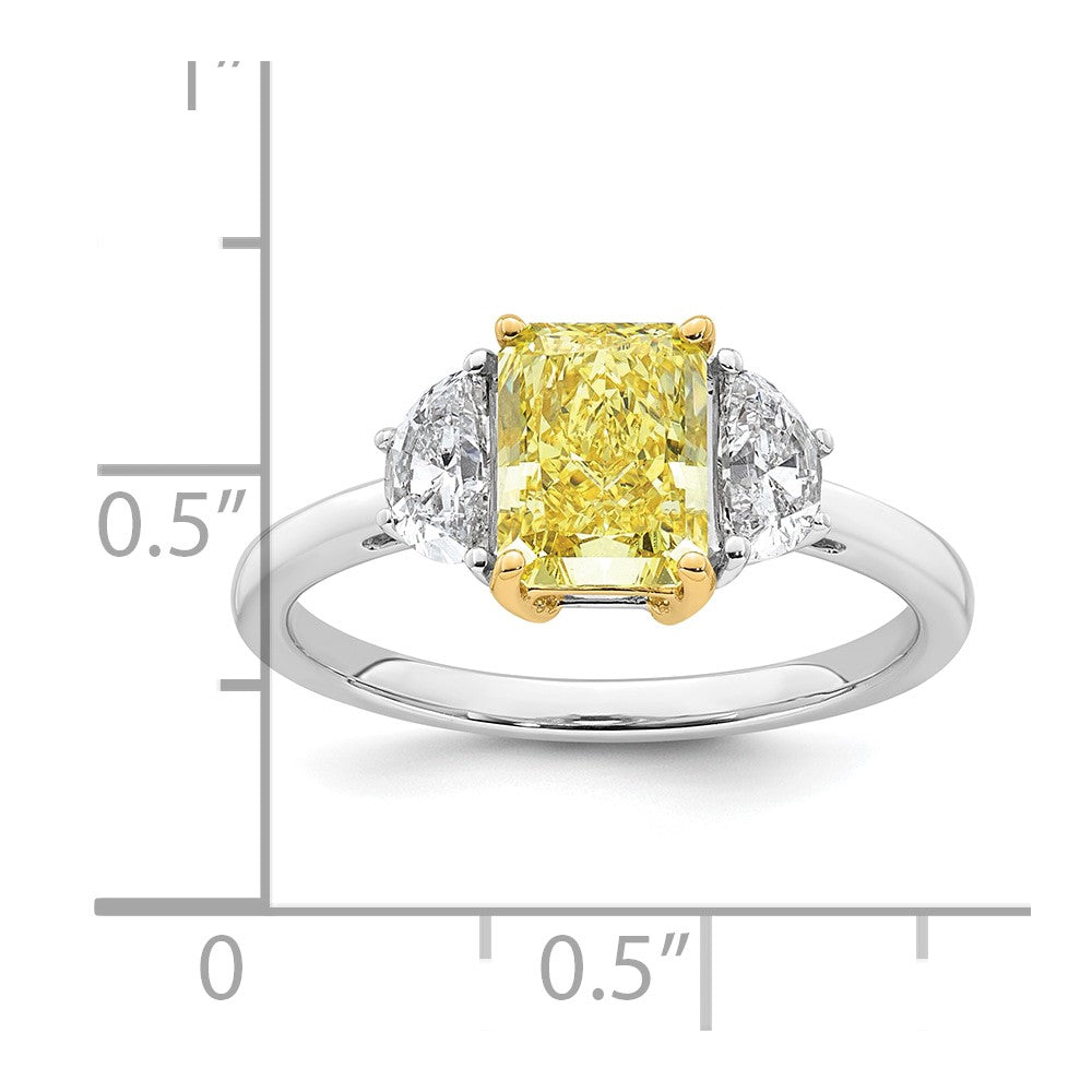 Radiant Lab-Grown Diamond Half Moon Engagement Ring in 14K Two-Tone Gold (2 ct. tw.), Size 7 - Sophia Jewelers