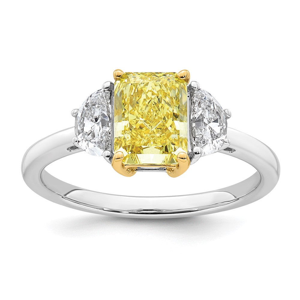 Radiant Lab-Grown Diamond Half Moon Engagement Ring in 14K Two-Tone Gold (2 ct. tw.), Size 7 - Sophia Jewelers