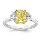 Radiant Lab-Grown Diamond Half Moon Engagement Ring in 14K Two-Tone Gold (2 ct. tw.), Size 7 - Sophia Jewelers