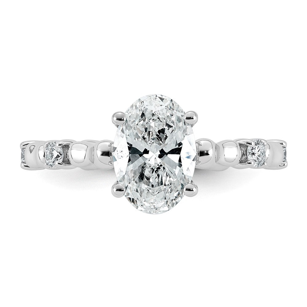 Halo Oval Lab-Grown Diamond Engagement Ring in 14K White Gold (1 5/8 ct. tw.), Size 7 - Sophia Jewelers