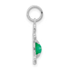 Girl 6x4 Oval Emerald-May Charm in 14K White Gold, 21mm - Sophia Jewelers