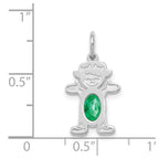 Girl 6x4 Oval Emerald-May Charm in 14K White Gold, 21mm - Sophia Jewelers
