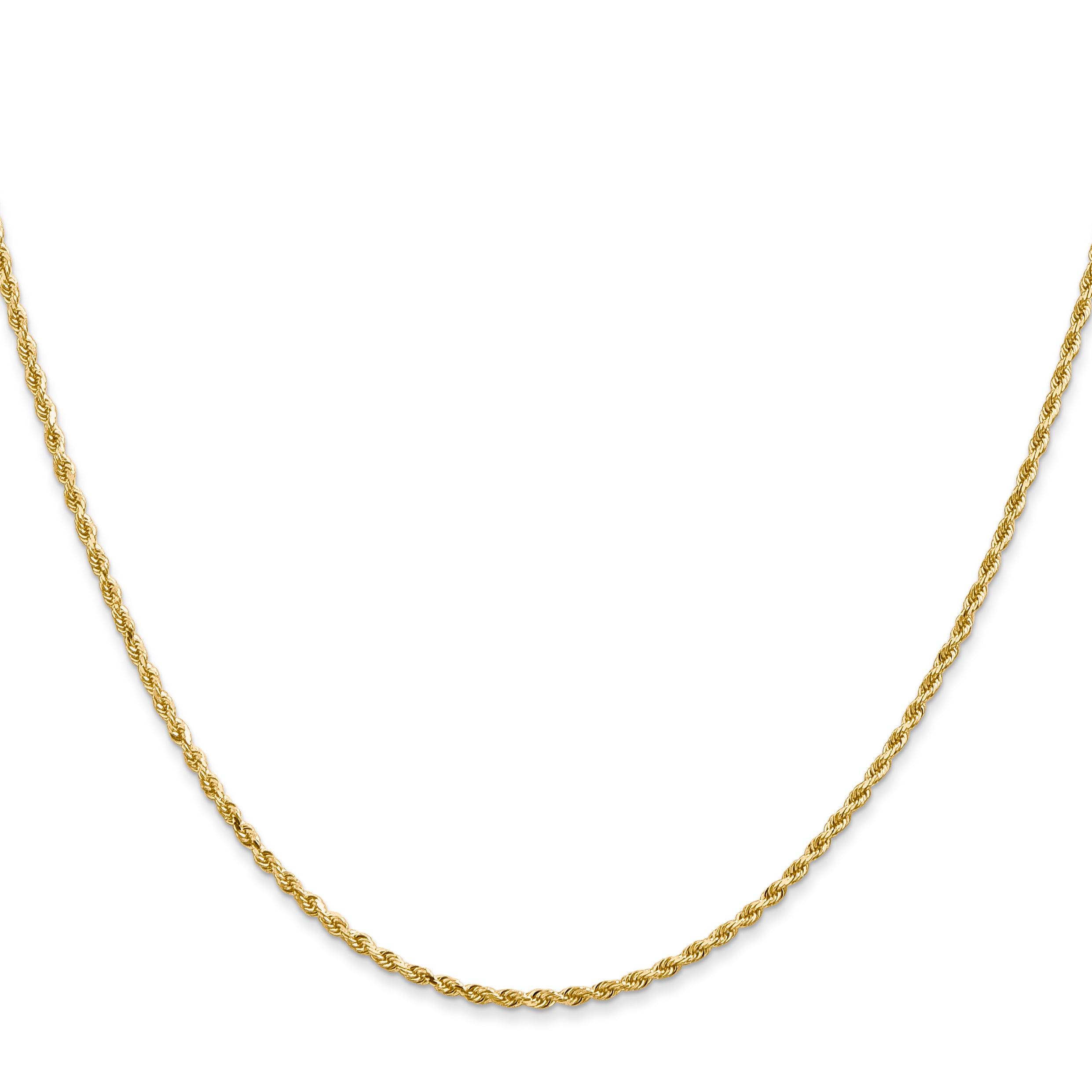 14K 14 inch 1.5mm Diamond-cut Rope with Lobster Clasp Chain