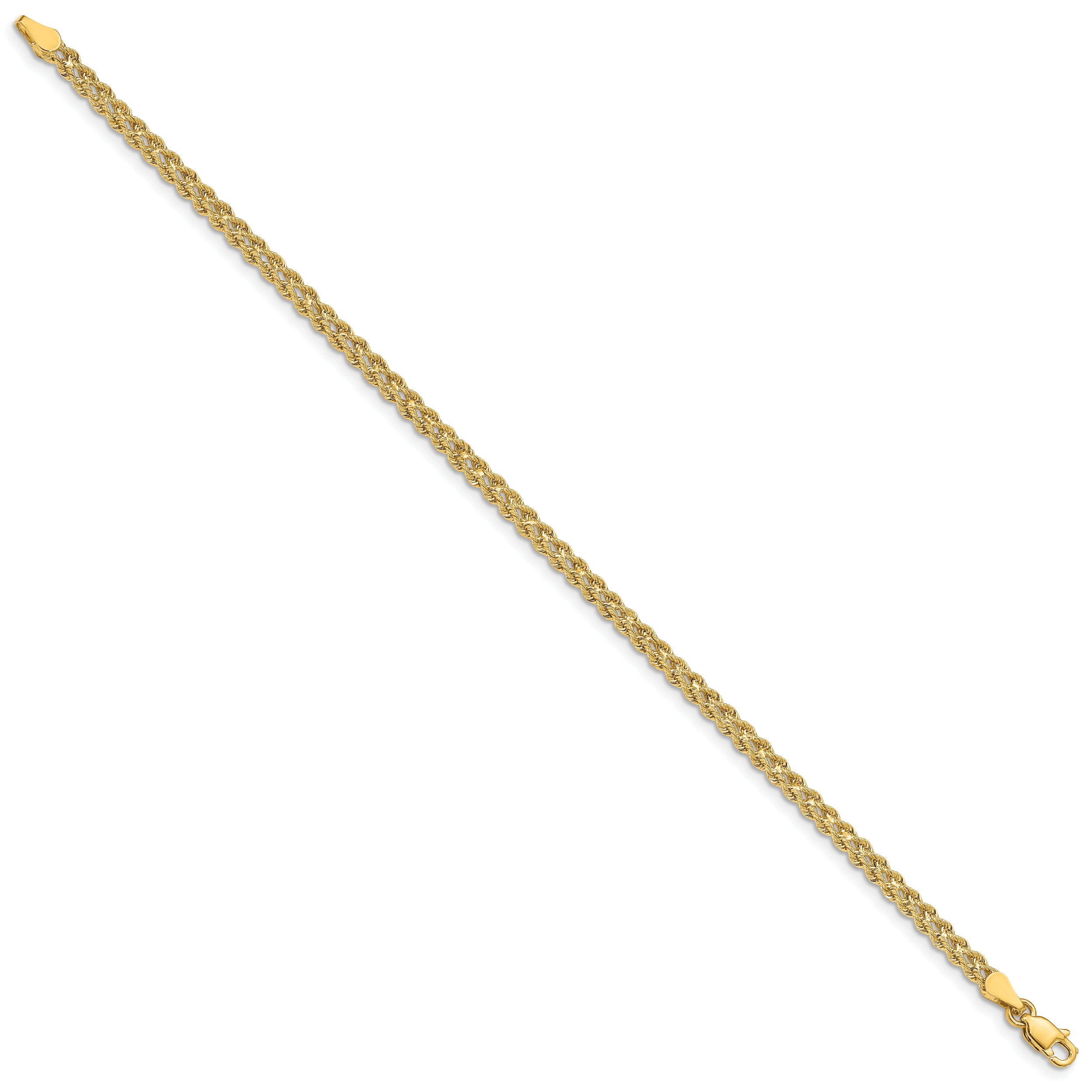 14k 3.0mm Wide Double Strand Rope Bracelet