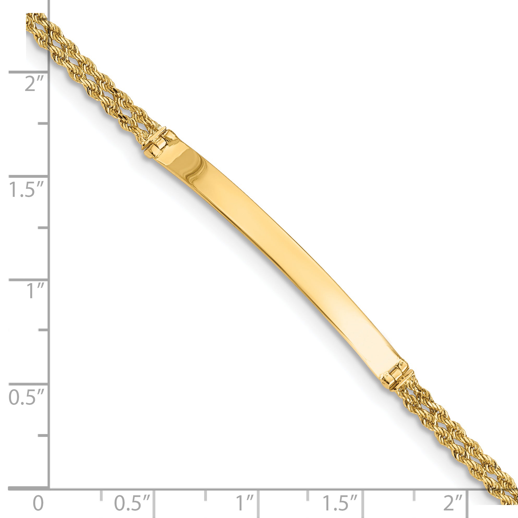 14K Gold Unisex Polished Two-Strand Rope ID Bracelet Engravable