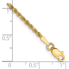 14K 5.5 inch 1.75mm Diamond-cut Rope with Lobster Clasp Chain