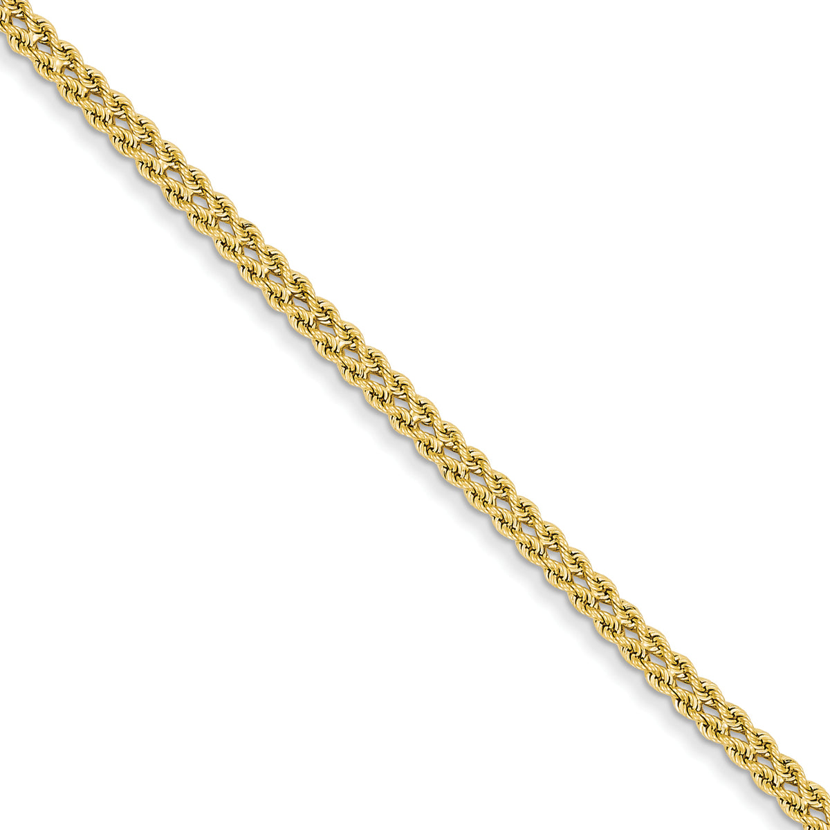 14k 2.5mm Double Strand Rope Bracelet