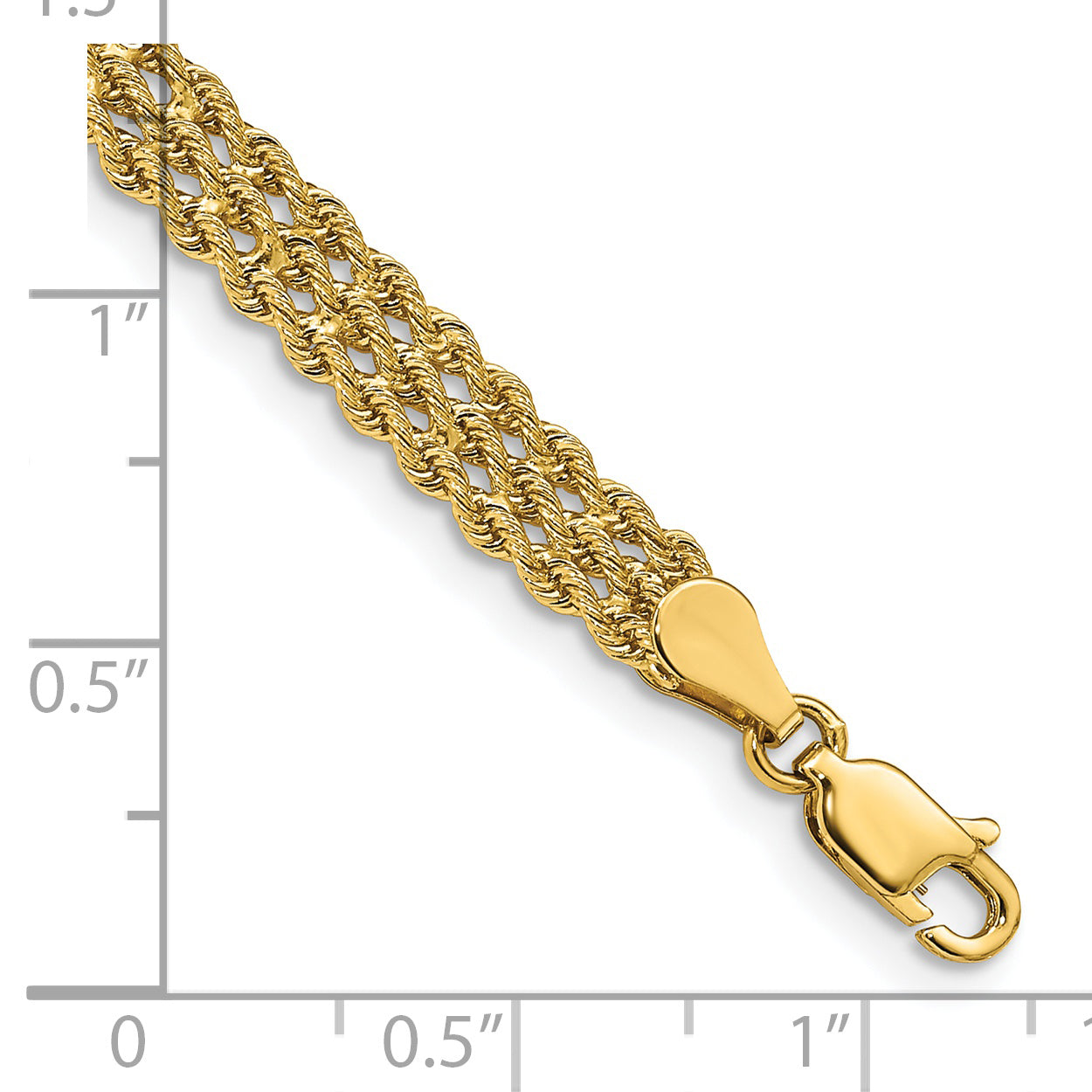 14k 5.5mm Triple Strand Rope Bracelet