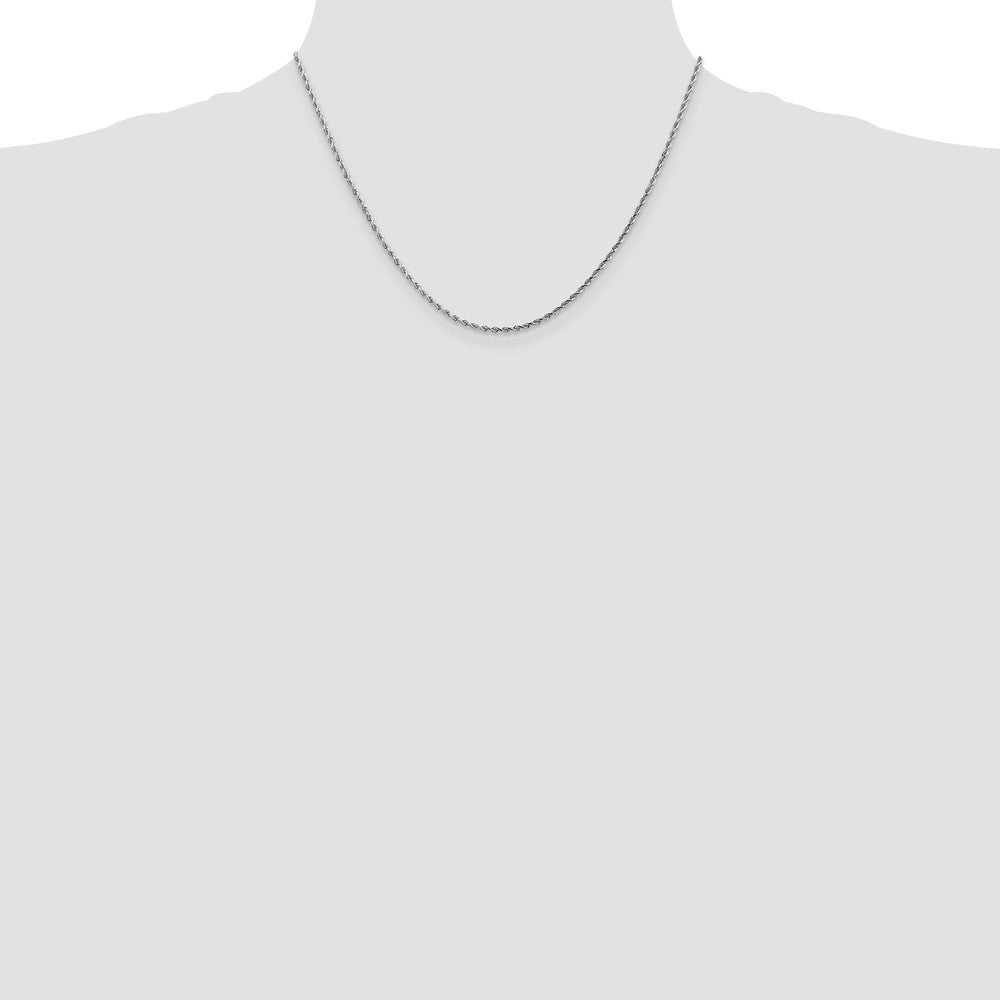 14K White Gold Diamond-Cut Rope Necklace with Rhodium Polished Finish