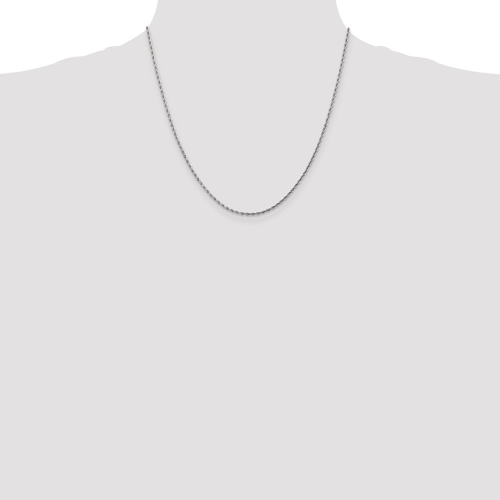 14K White Gold Diamond-Cut Rope Necklace with Rhodium Polished Finish
