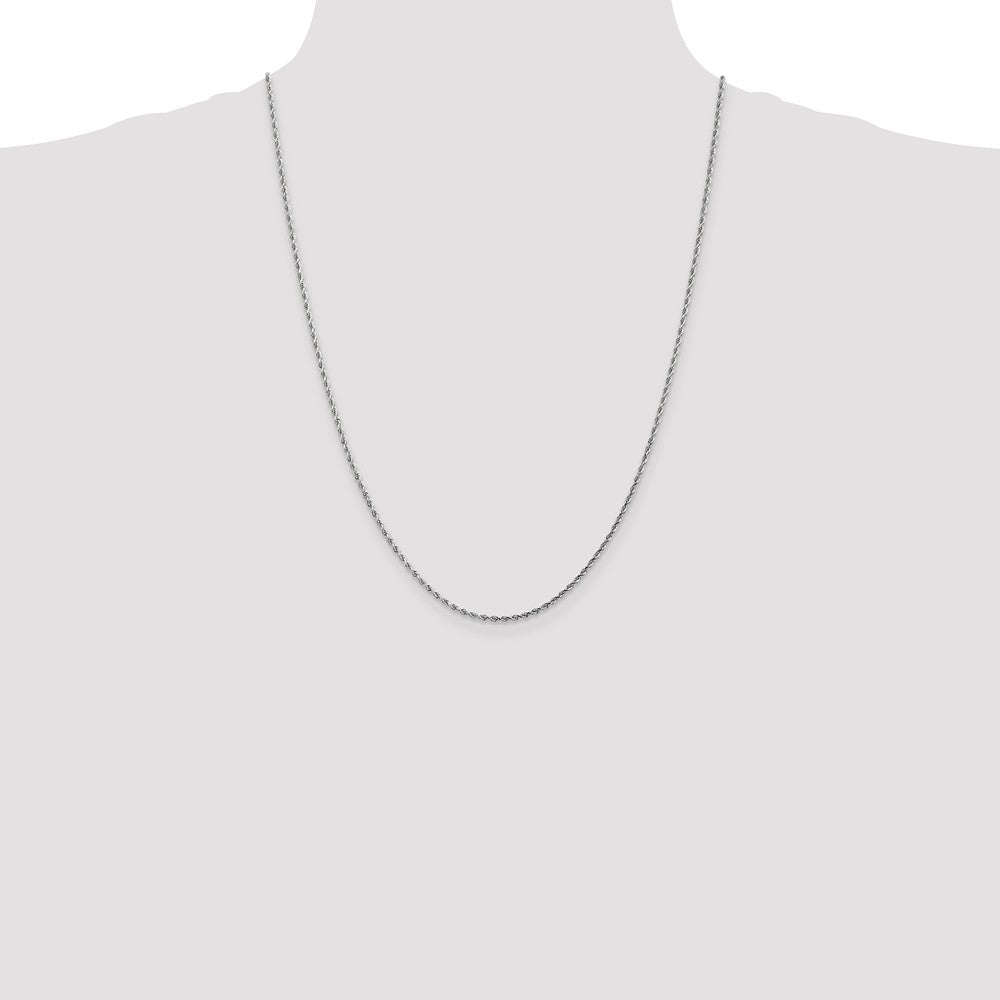 14K White Gold Diamond-Cut Rope Necklace with Rhodium Polished Finish