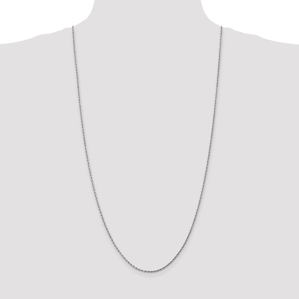 14K White Gold Diamond-Cut Rope Necklace with Rhodium Polished Finish