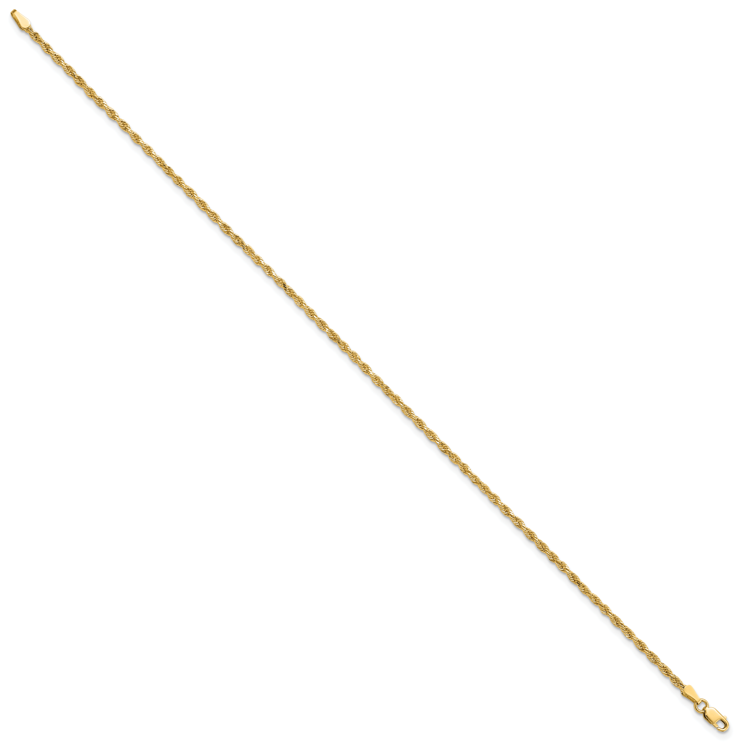 14K 10 inch 2mm Diamond-cut Rope with Lobster Clasp Anklet Secondary image