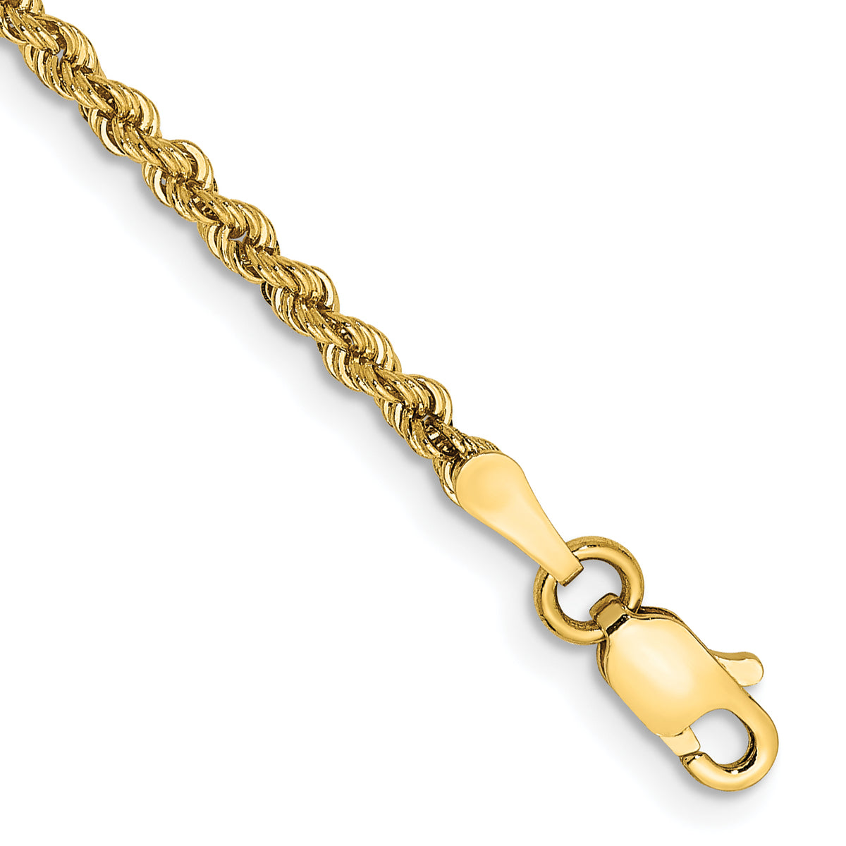 14K 10 inch 2.25mm Regular Rope with Lobster Clasp Anklet