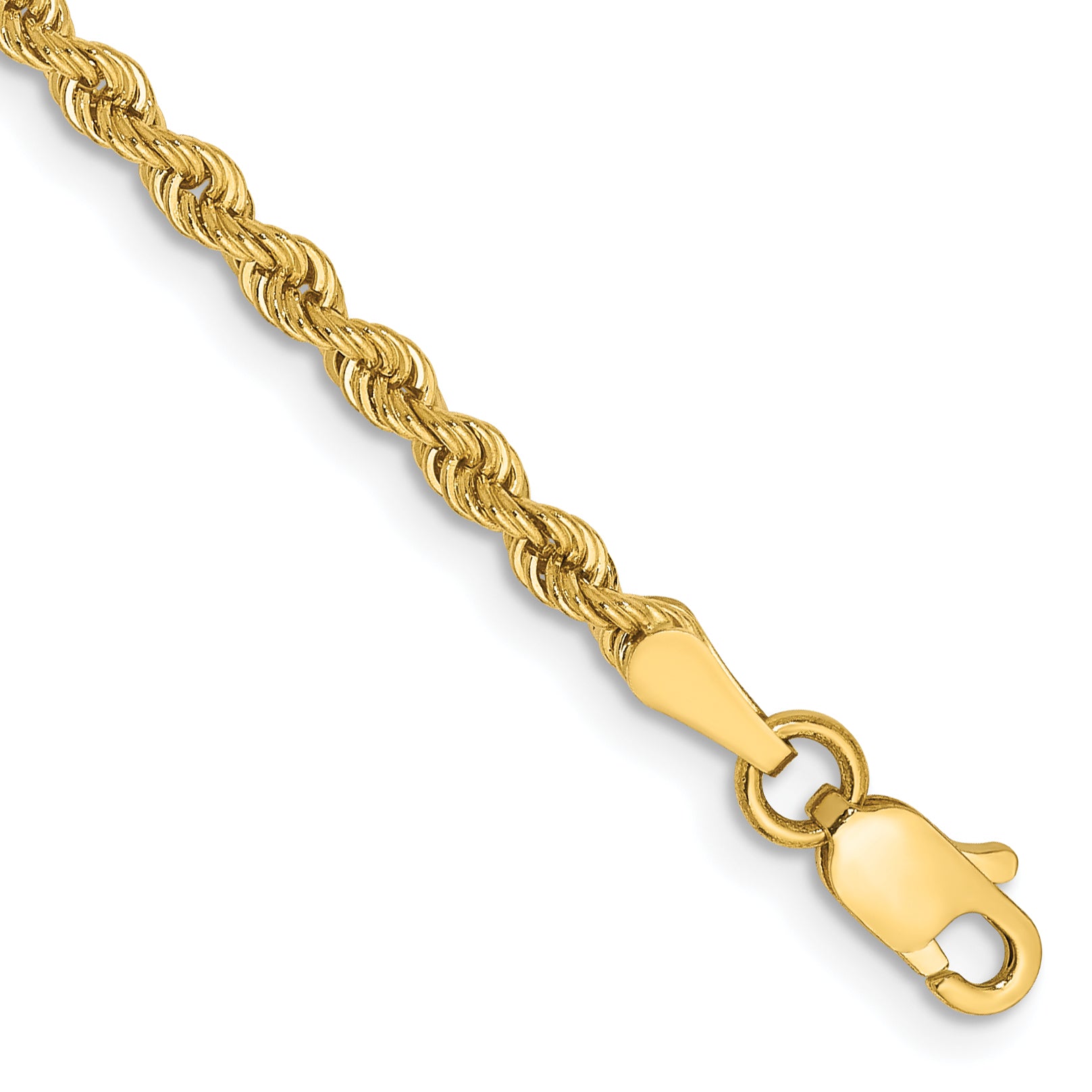 14K 10 inch 2.5mm Regular Rope with Lobster Clasp Anklet