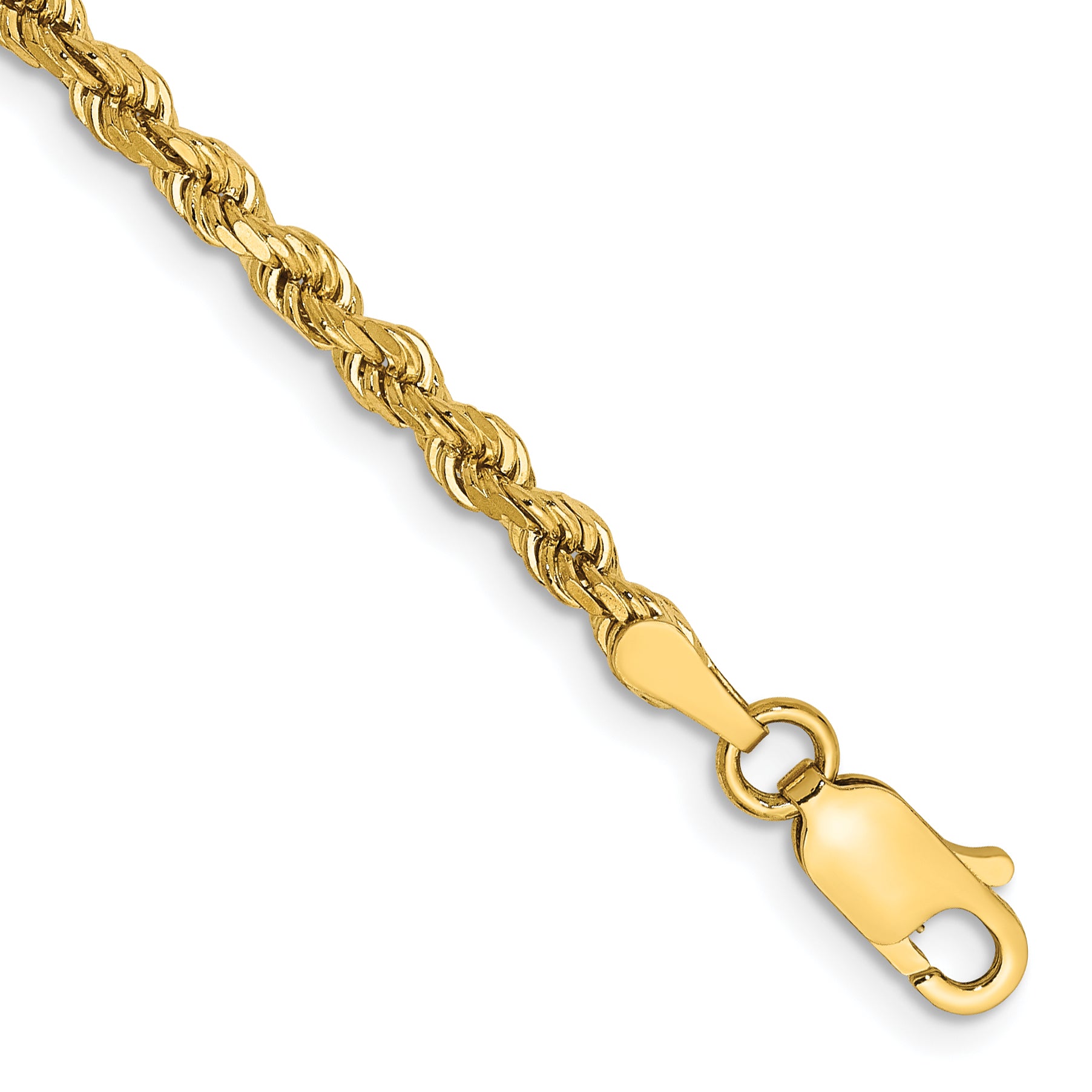 14K 9 inch 2.75mm Diamond-cut Rope with Lobster Clasp Chain