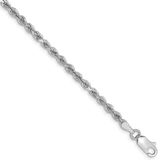 14k White Gold 2.75mm Diamond Cut Rope Chain