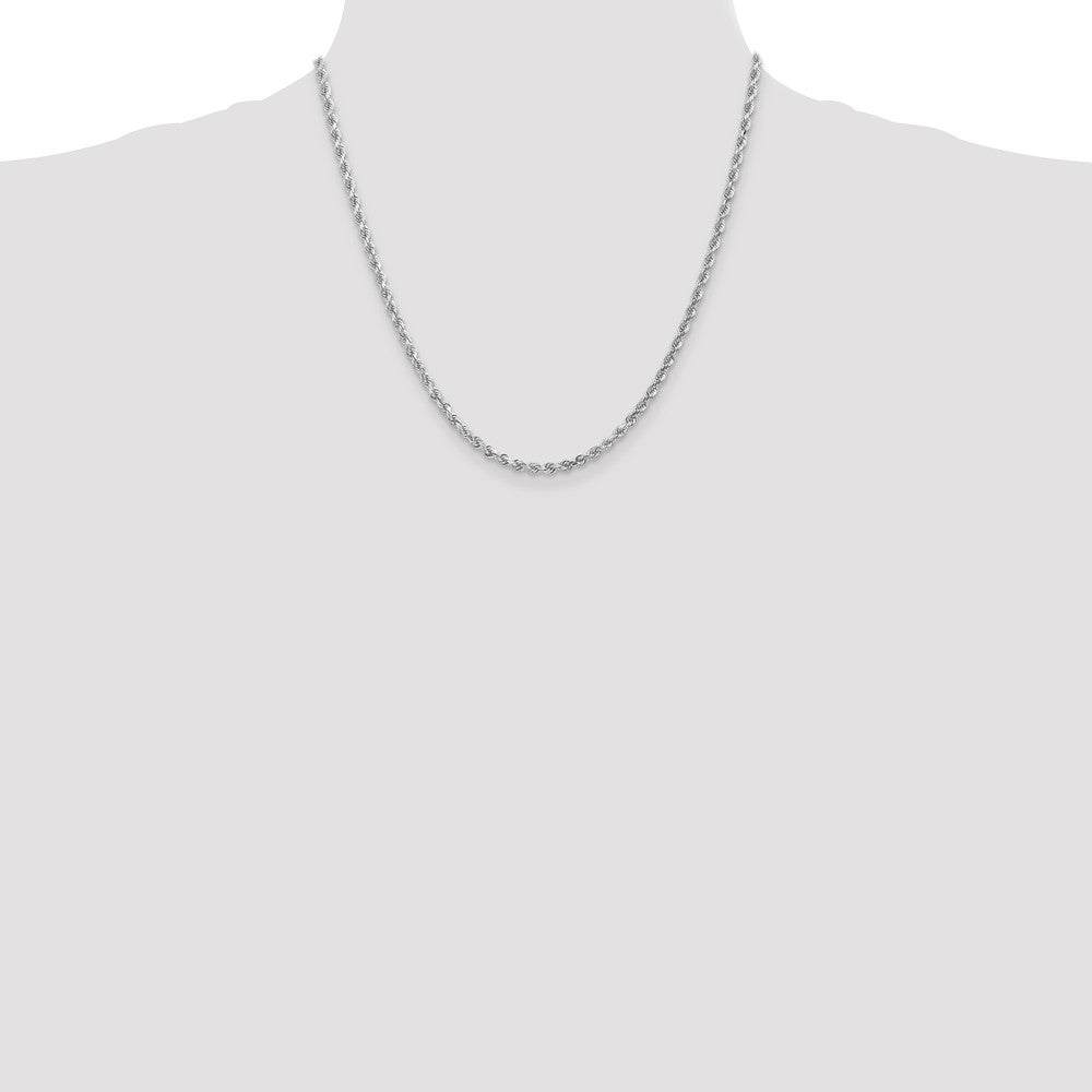 14K White Gold Diamond-Cut Rope Necklace with Rhodium Plating Sophia Jewelers