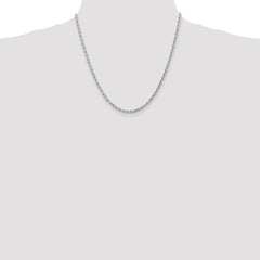 14K White Gold Diamond-Cut Rope Necklace with Rhodium Plating Sophia Jewelers