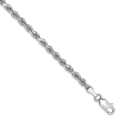 14k White Gold 3.0mm Diamond Cut Rope Chain