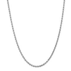 14K White Gold Diamond-Cut Rope Necklace with Rhodium Plating Sophia Jewelers