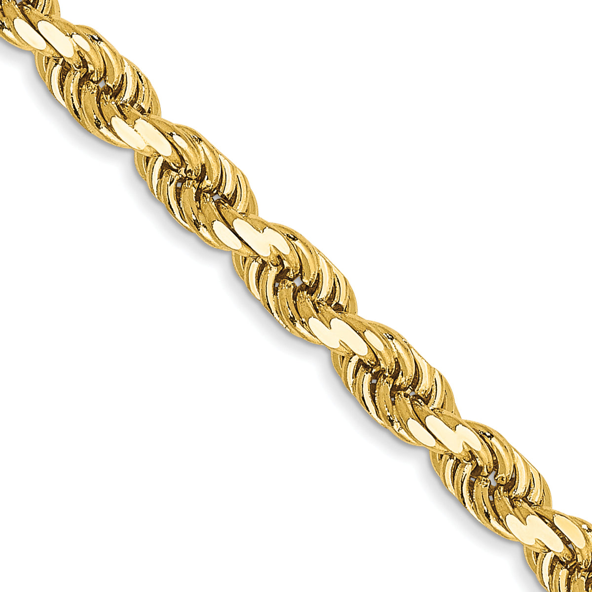 14K 30 inch 3.5mm Diamond-cut Rope with Lobster Clasp Chain