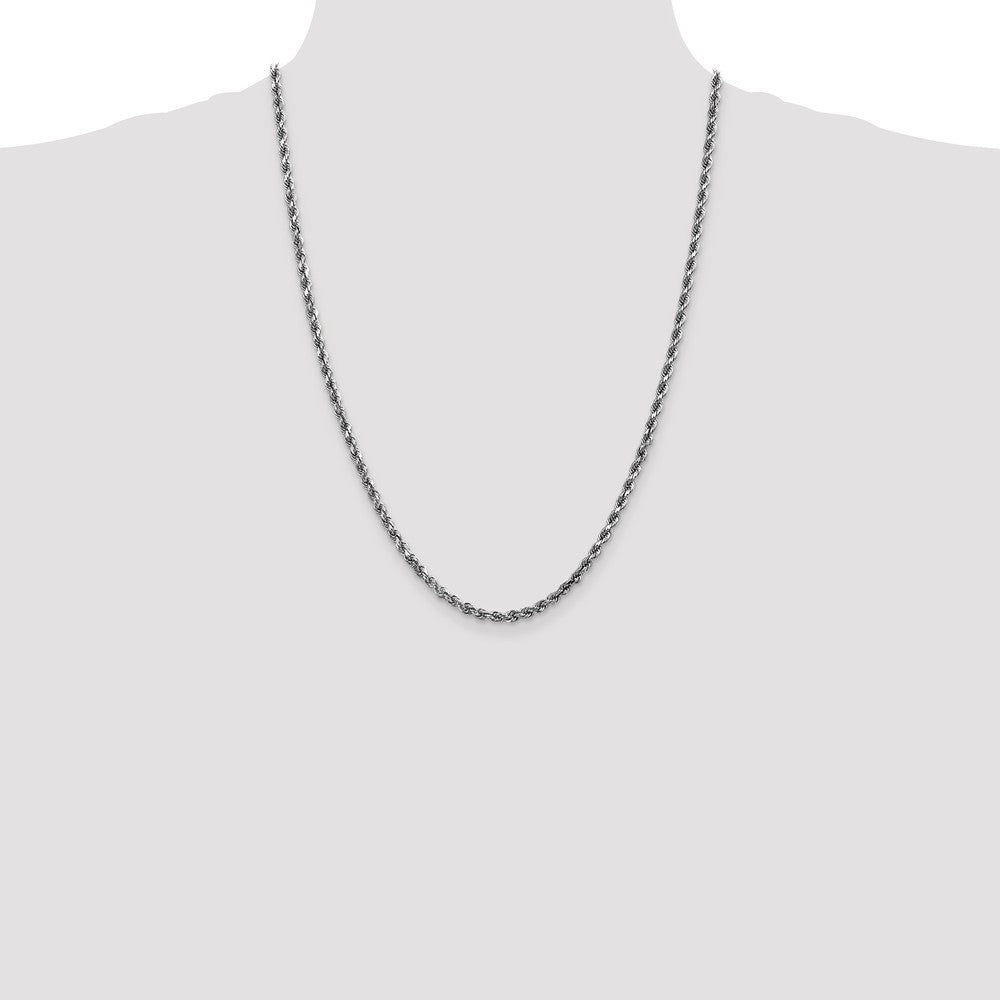Sophia Jewelers 14K White Gold Polished Rope Necklace Elegant Diamond-Cut 18