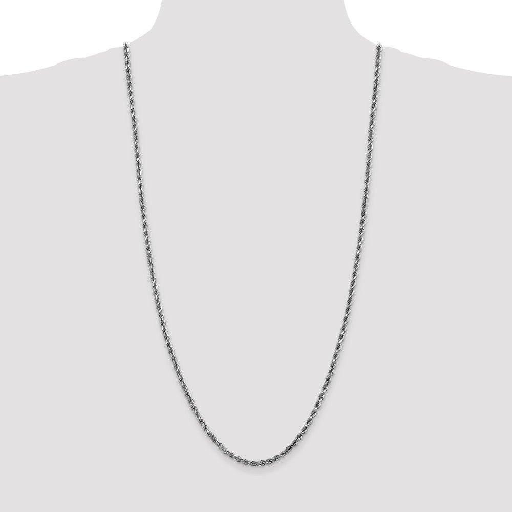 Sophia Jewelers 14K White Gold Polished Rope Necklace Elegant Diamond-Cut 18