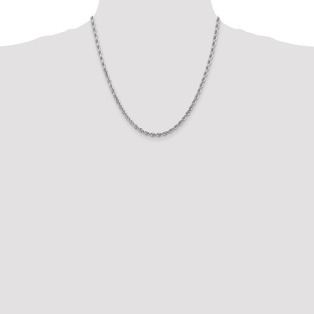 14K White Gold Diamond-Cut Rope Necklace Elegant Handcrafted