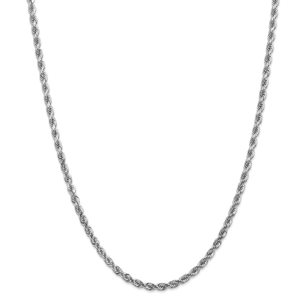 14K White Gold Diamond-Cut Rope Necklace Elegant Handcrafted