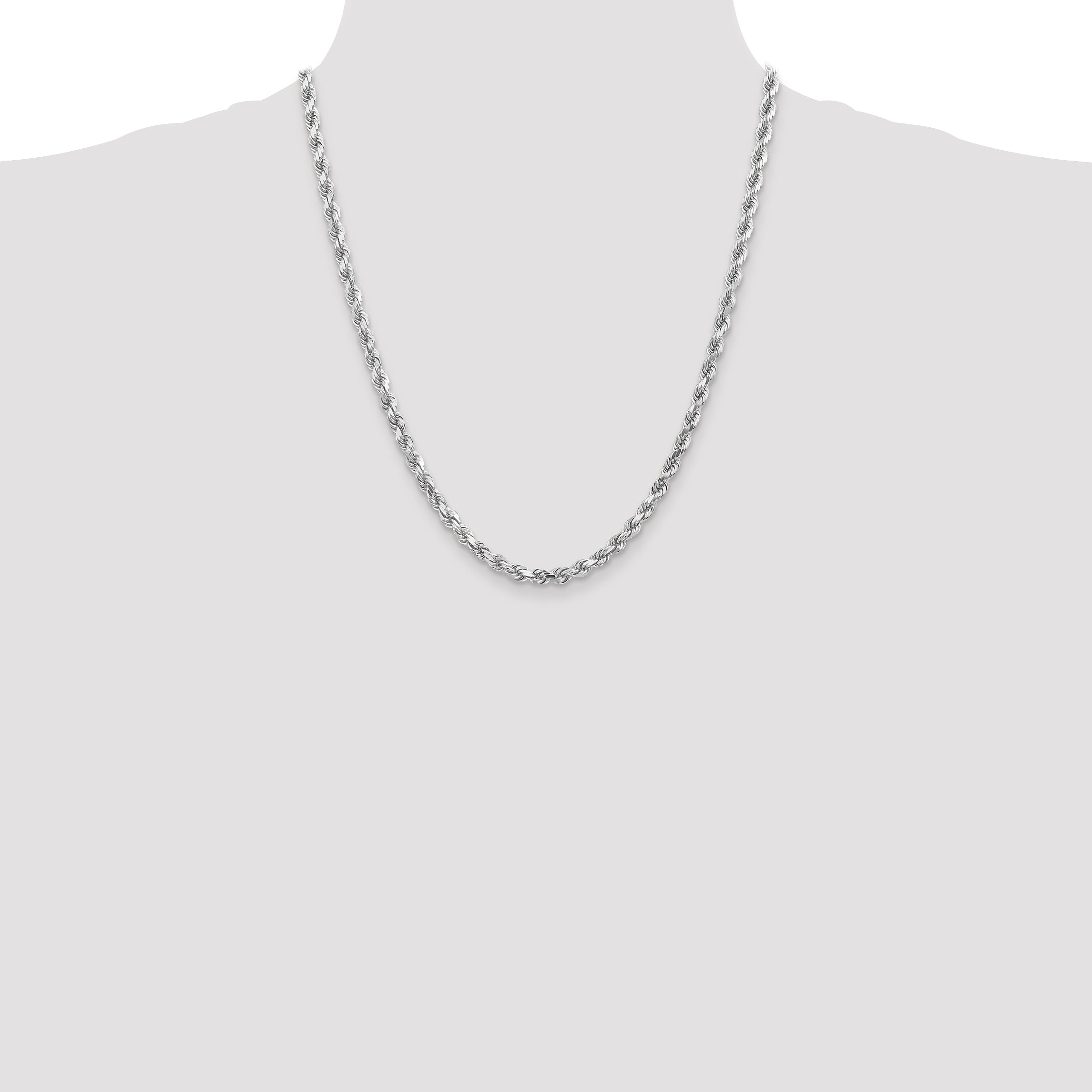Sophia Jewelers 14K White Gold Unisex 18 Diamond-Cut Rope Chain