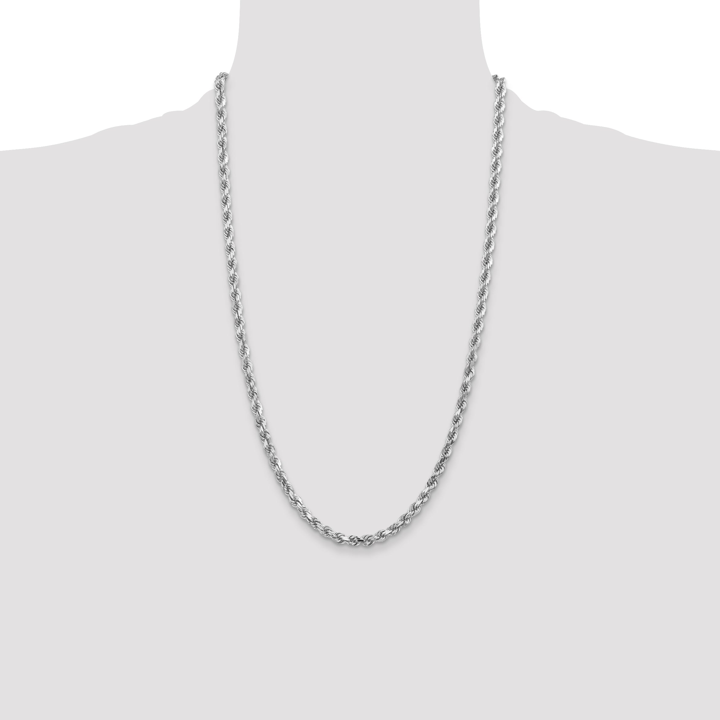 14K White Gold 18 inch 4.5mm Diamond-cut Rope with Lobster Clasp Chain