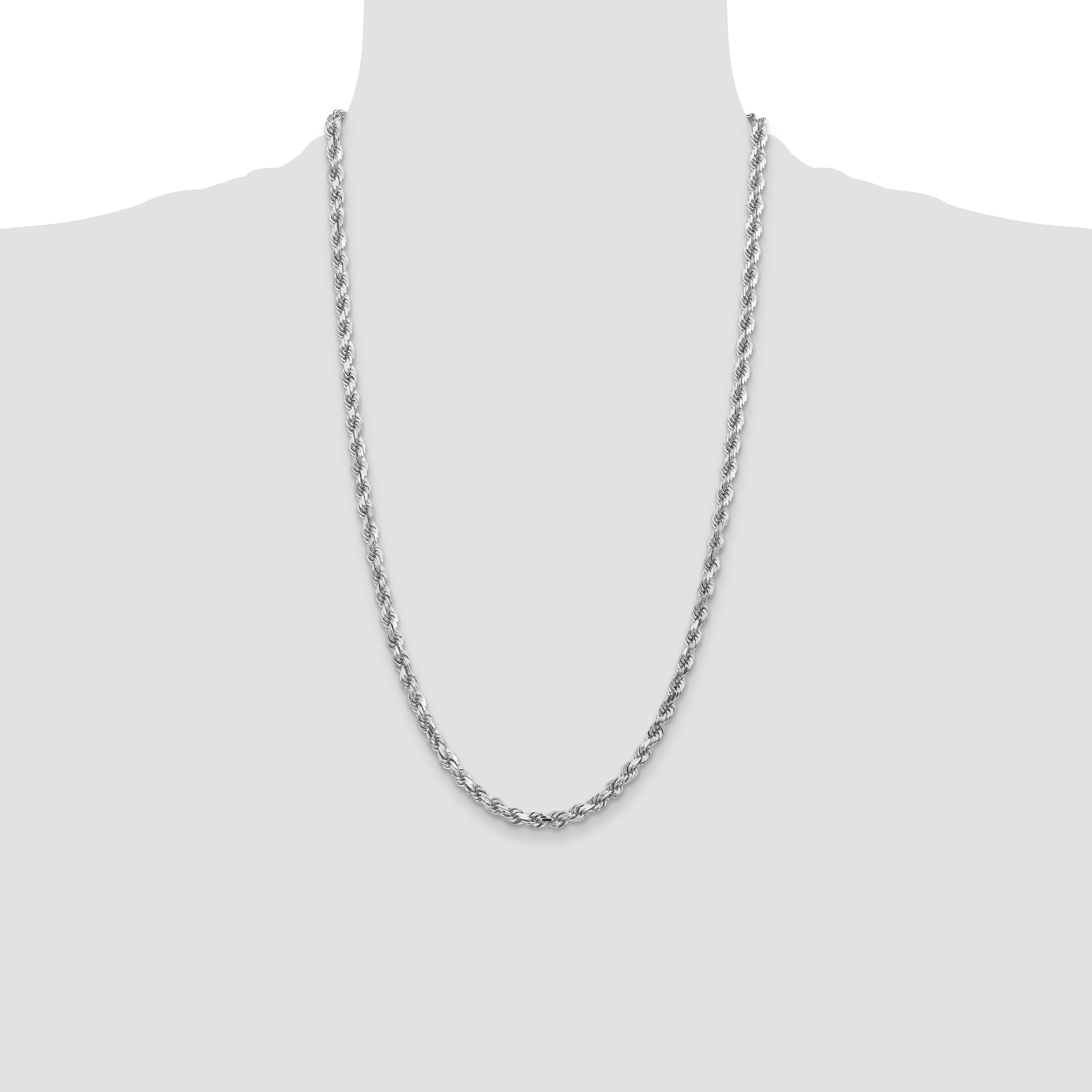 Sophia Jewelers 14K White Gold Unisex 18 Diamond-Cut Rope Chain