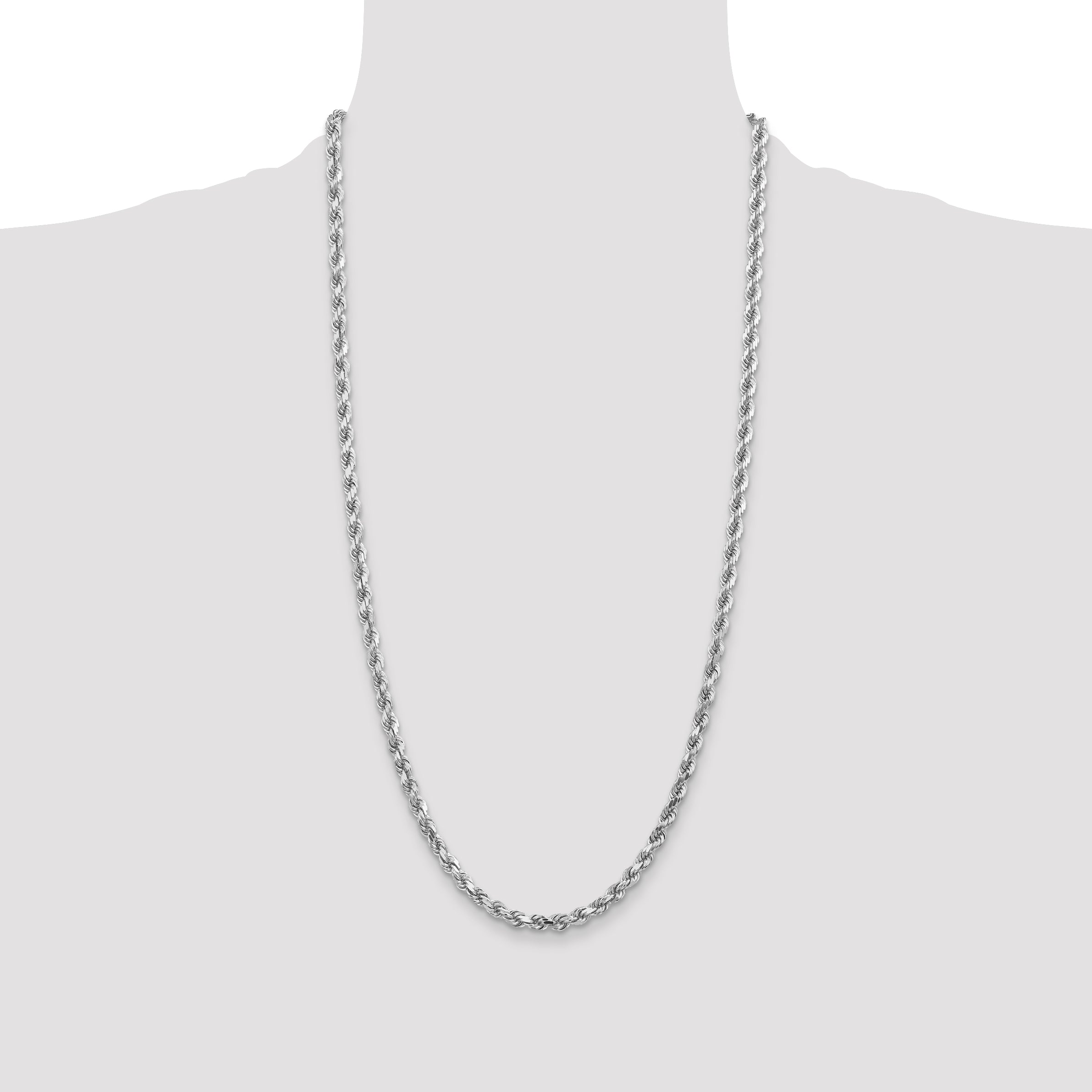 Sophia Jewelers 14K White Gold Unisex 18 Diamond-Cut Rope Chain