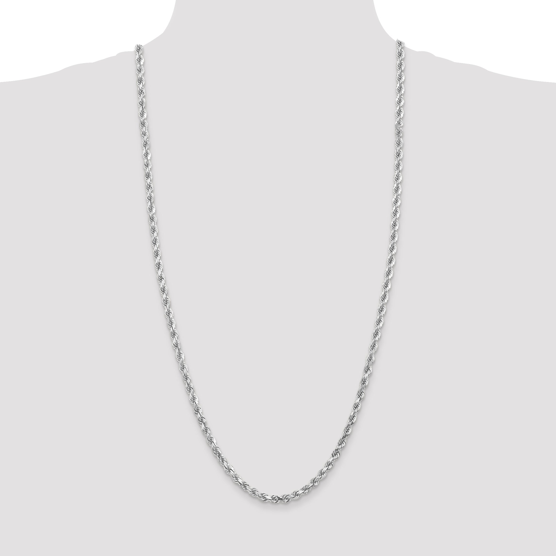 Sophia Jewelers 14K White Gold Unisex 18 Diamond-Cut Rope Chain