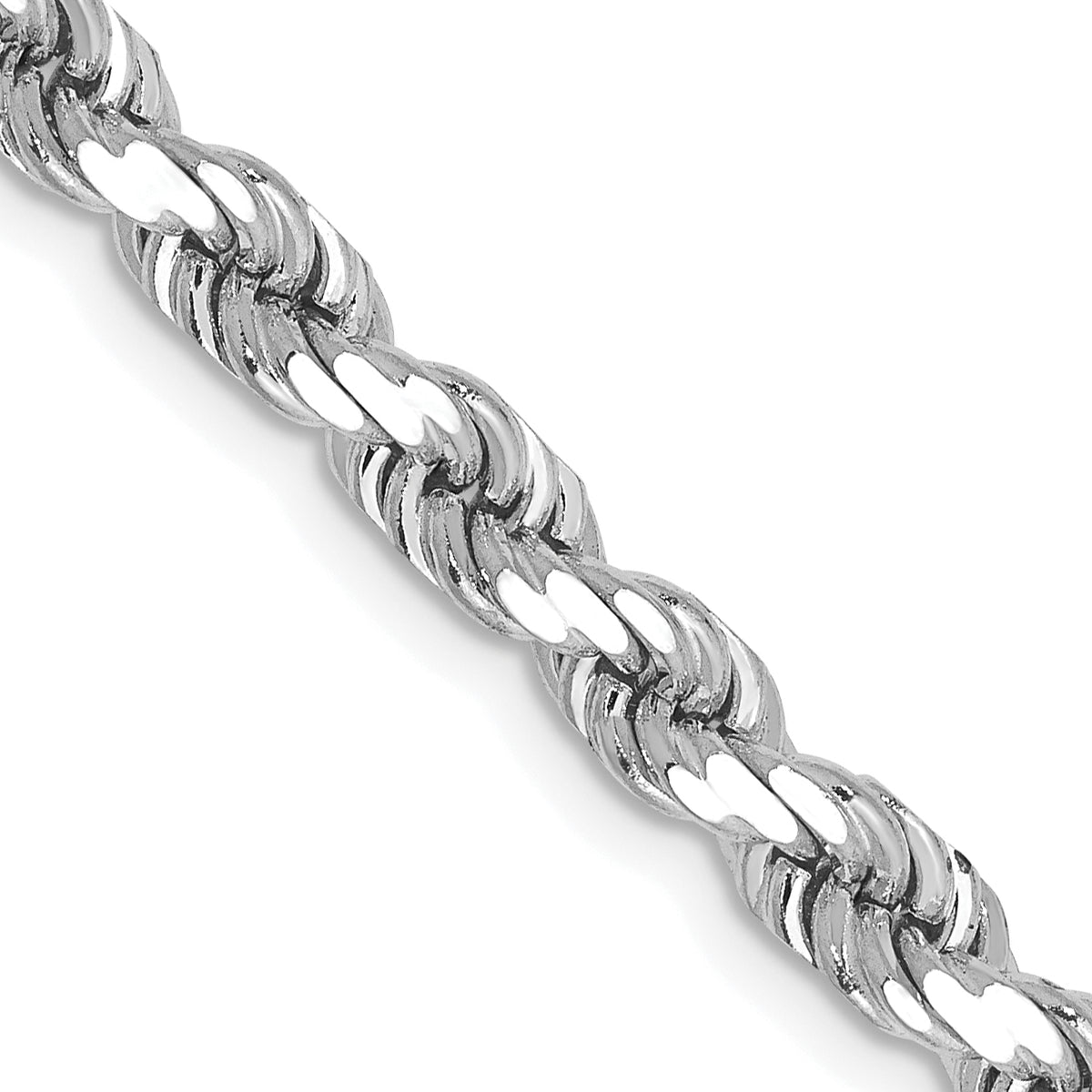 14K White Gold 30 inch 4.5mm Diamond-cut Rope with Lobster Clasp Chain