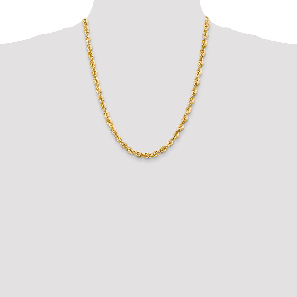 Sophia Jewelers 14K Gold Polished Rope Necklace with Lobster Clasp