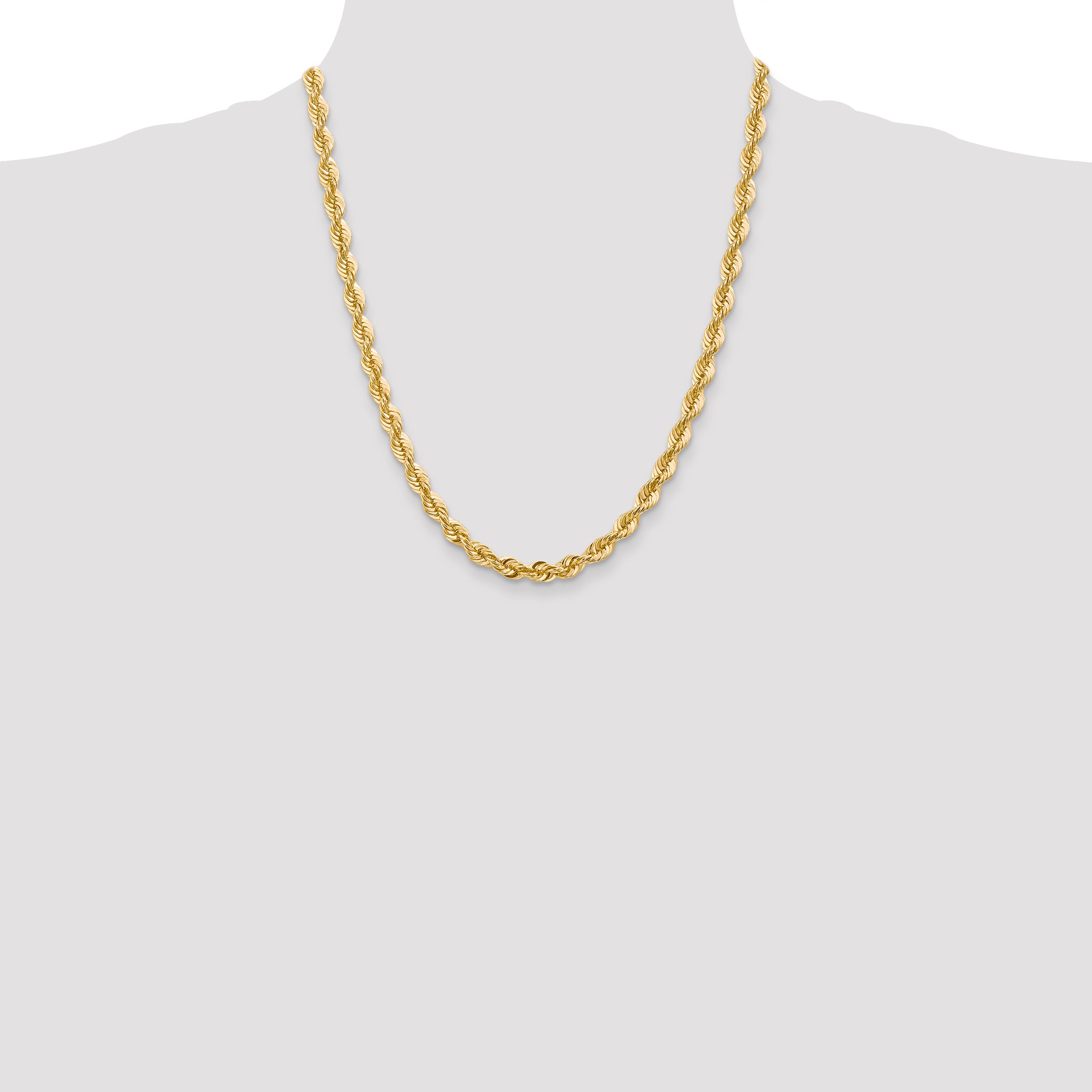 Sophia Jewelers 14K Gold Polished Rope Necklace with Lobster Clasp