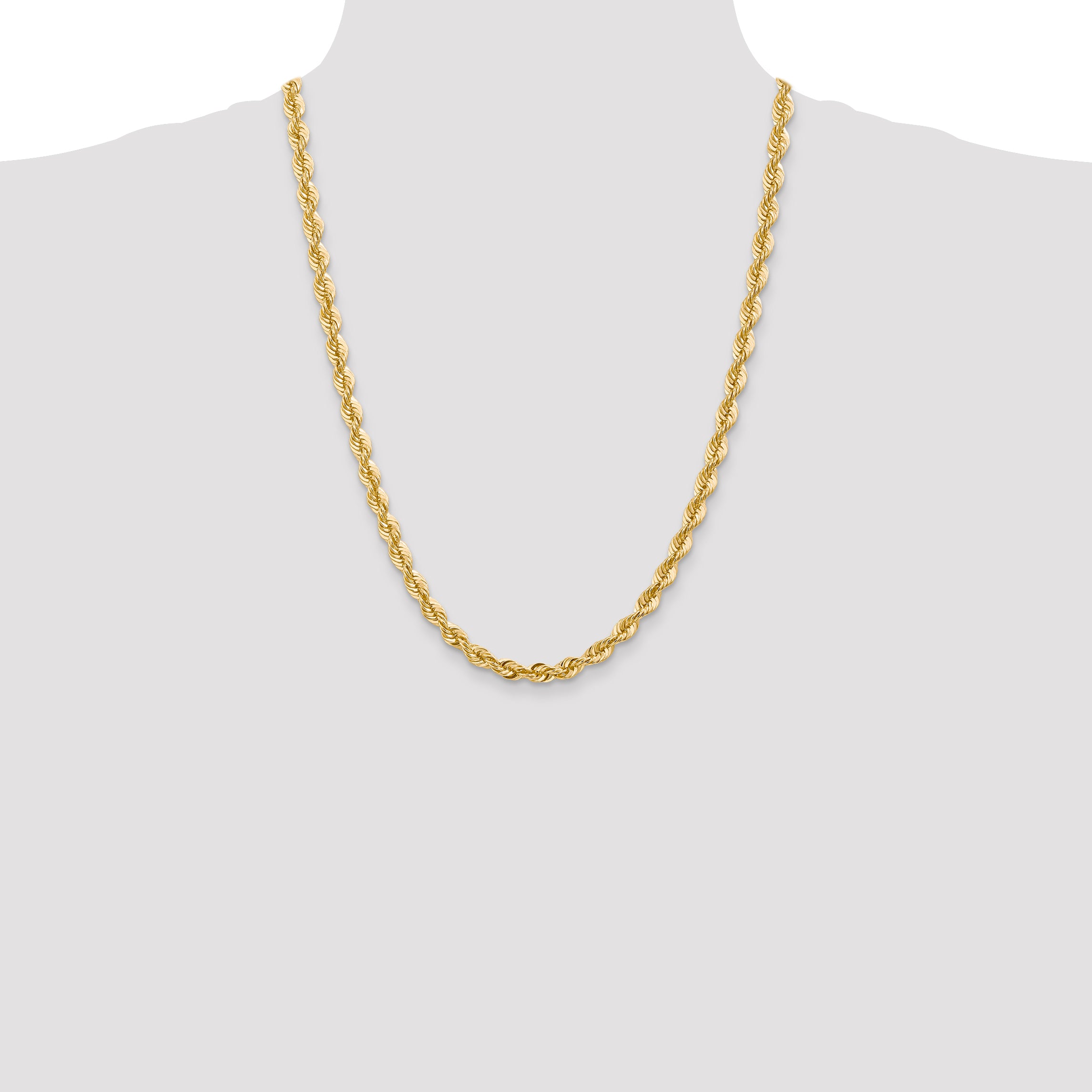 Sophia Jewelers 14K Gold Polished Rope Necklace with Lobster Clasp