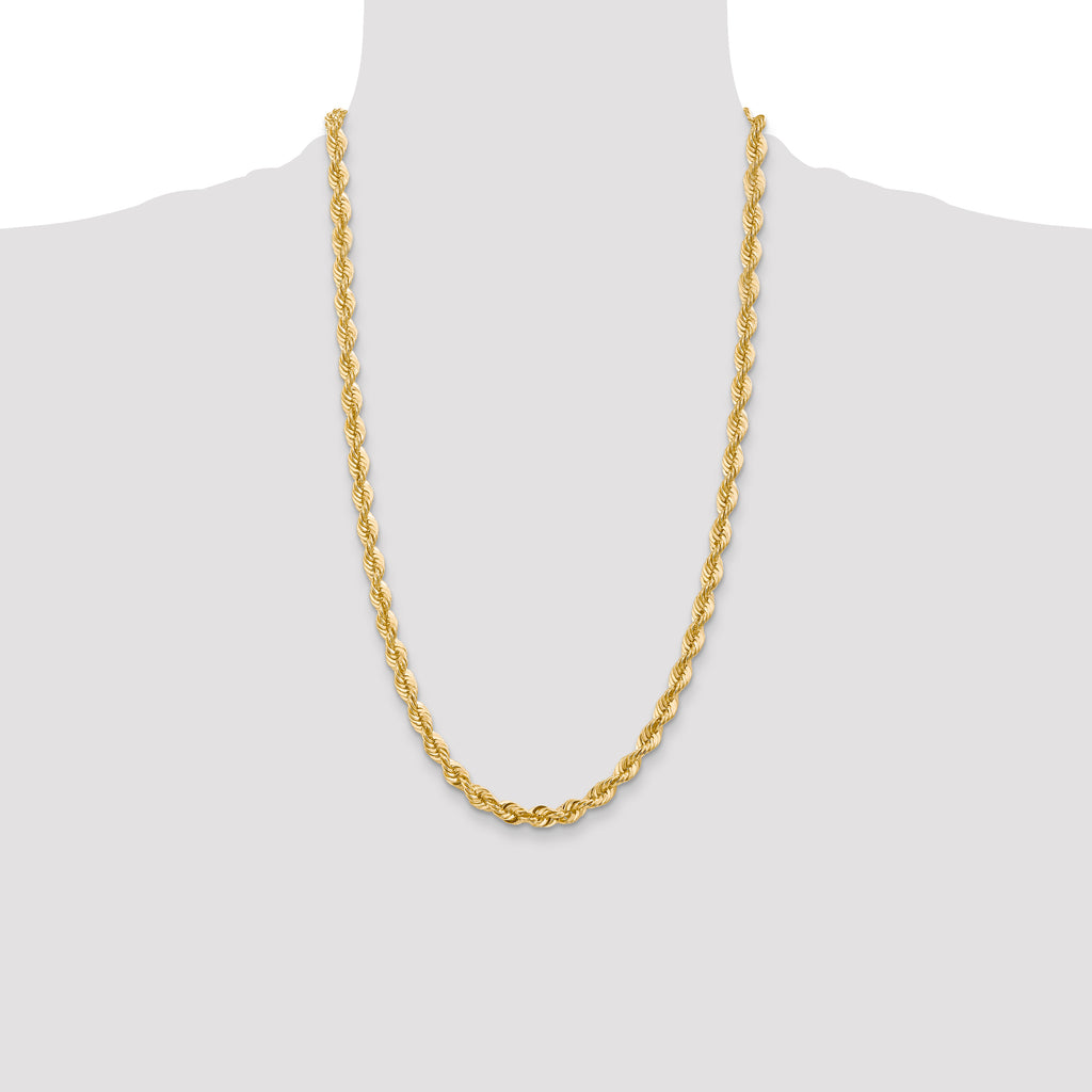 Sophia Jewelers 14K Gold Polished Rope Necklace with Lobster Clasp