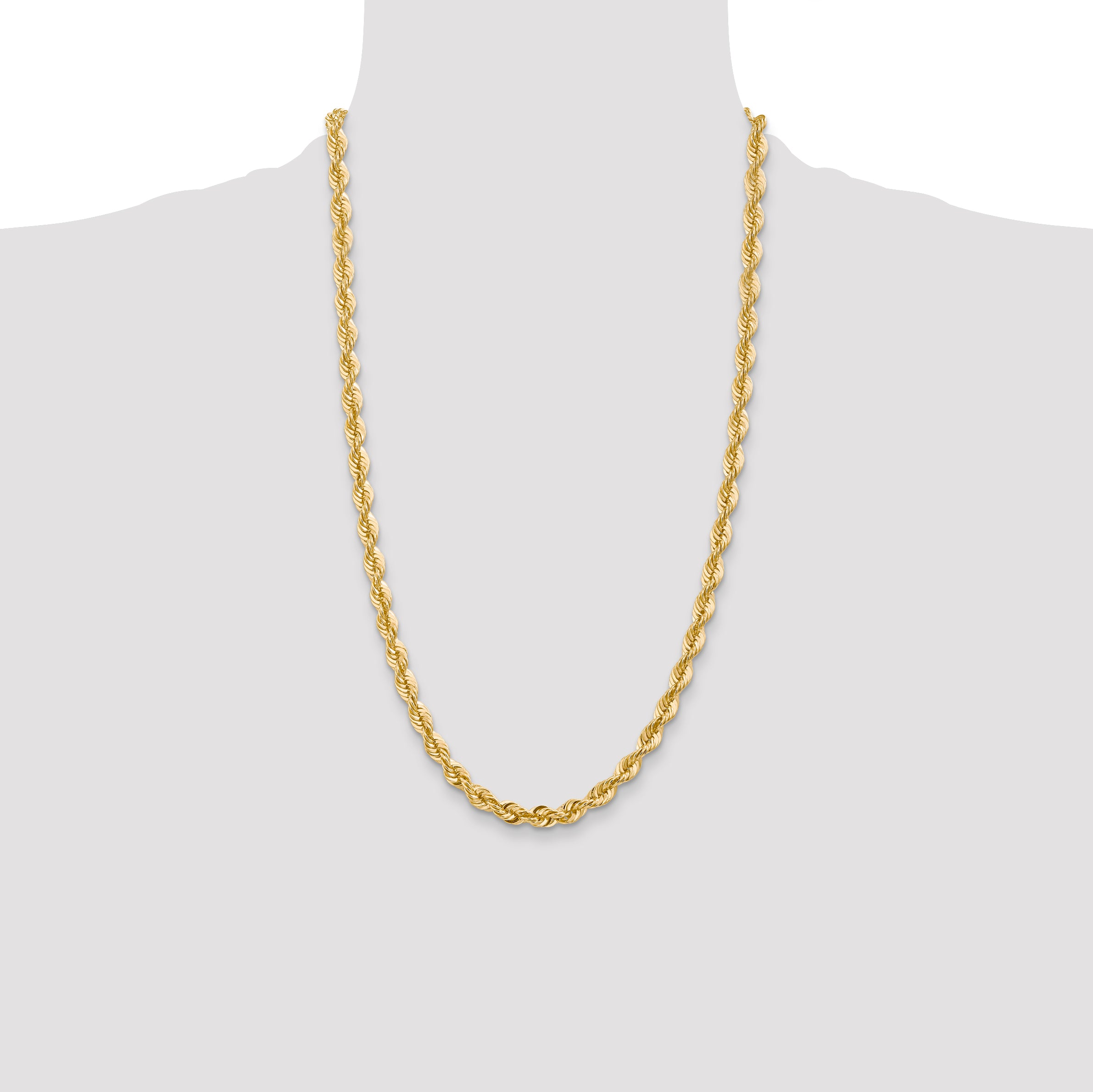 Sophia Jewelers 14K Gold Polished Rope Necklace with Lobster Clasp