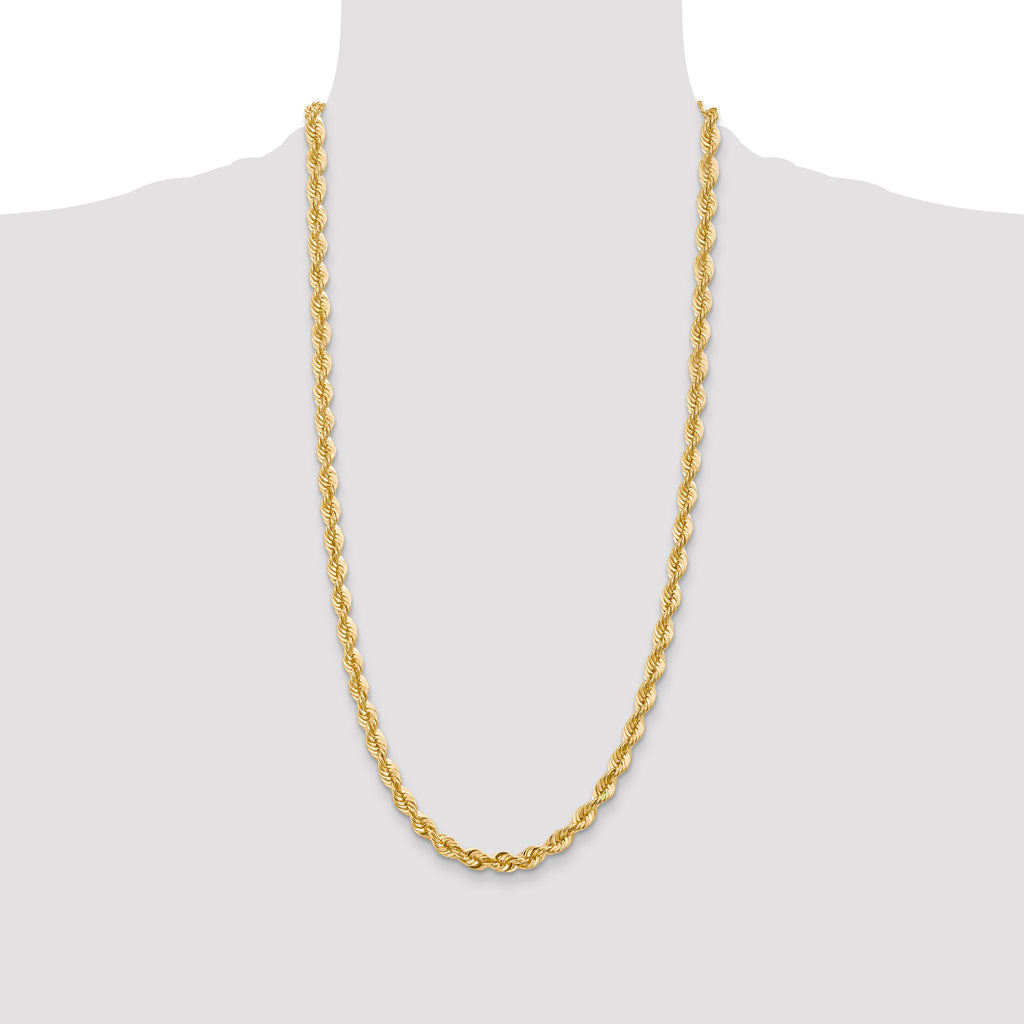 Sophia Jewelers 14K Gold Polished Rope Necklace with Lobster Clasp