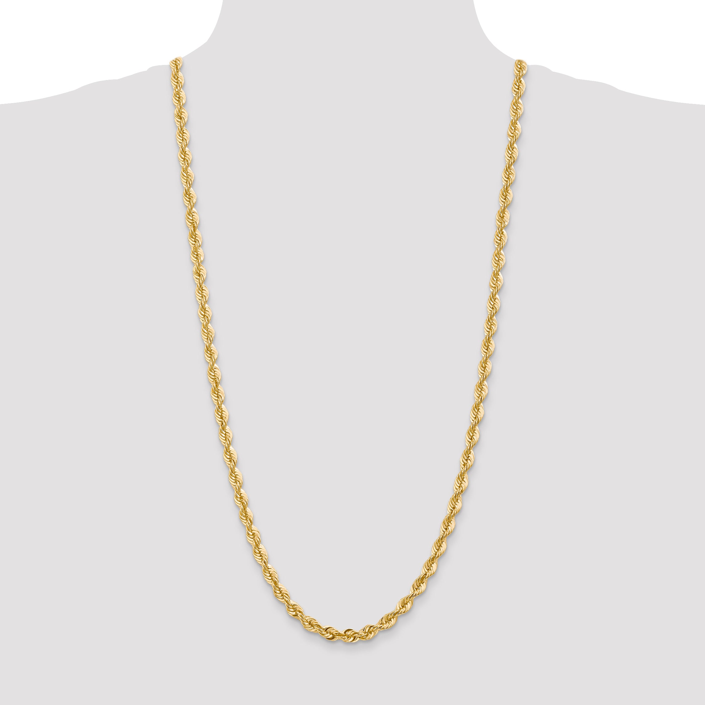 Sophia Jewelers 14K Gold Polished Rope Necklace with Lobster Clasp