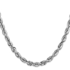 14K White Gold Diamond-Cut Rope Chain with Lobster Clasp Unisex Elegance