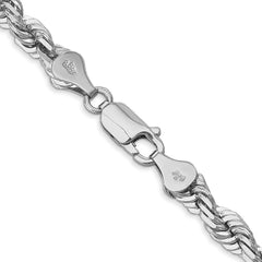 14K White Gold 20 inch 5.5mm Diamond-cut Rope with Lobster Clasp Chain