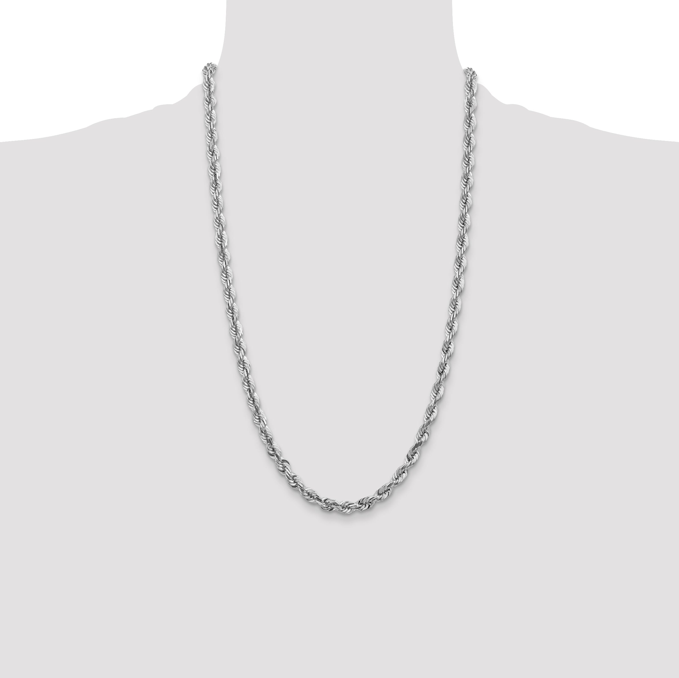 14K White Gold Diamond-Cut Rope Chain with Lobster Clasp Unisex Elegance