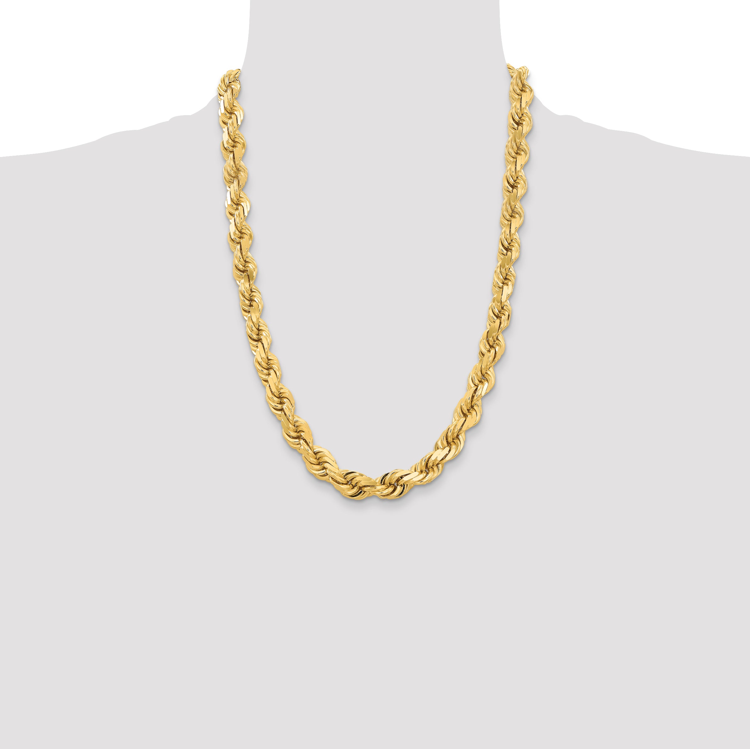 14K 20 inch 12mm Diamond-cut Rope with Fancy Lobster Clasp Chain