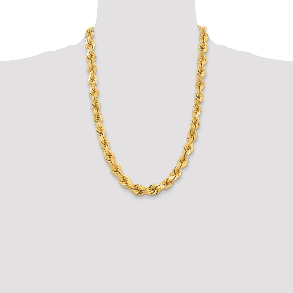 14K 20 inch 12mm Diamond-cut Rope with Fancy Lobster Clasp Chain